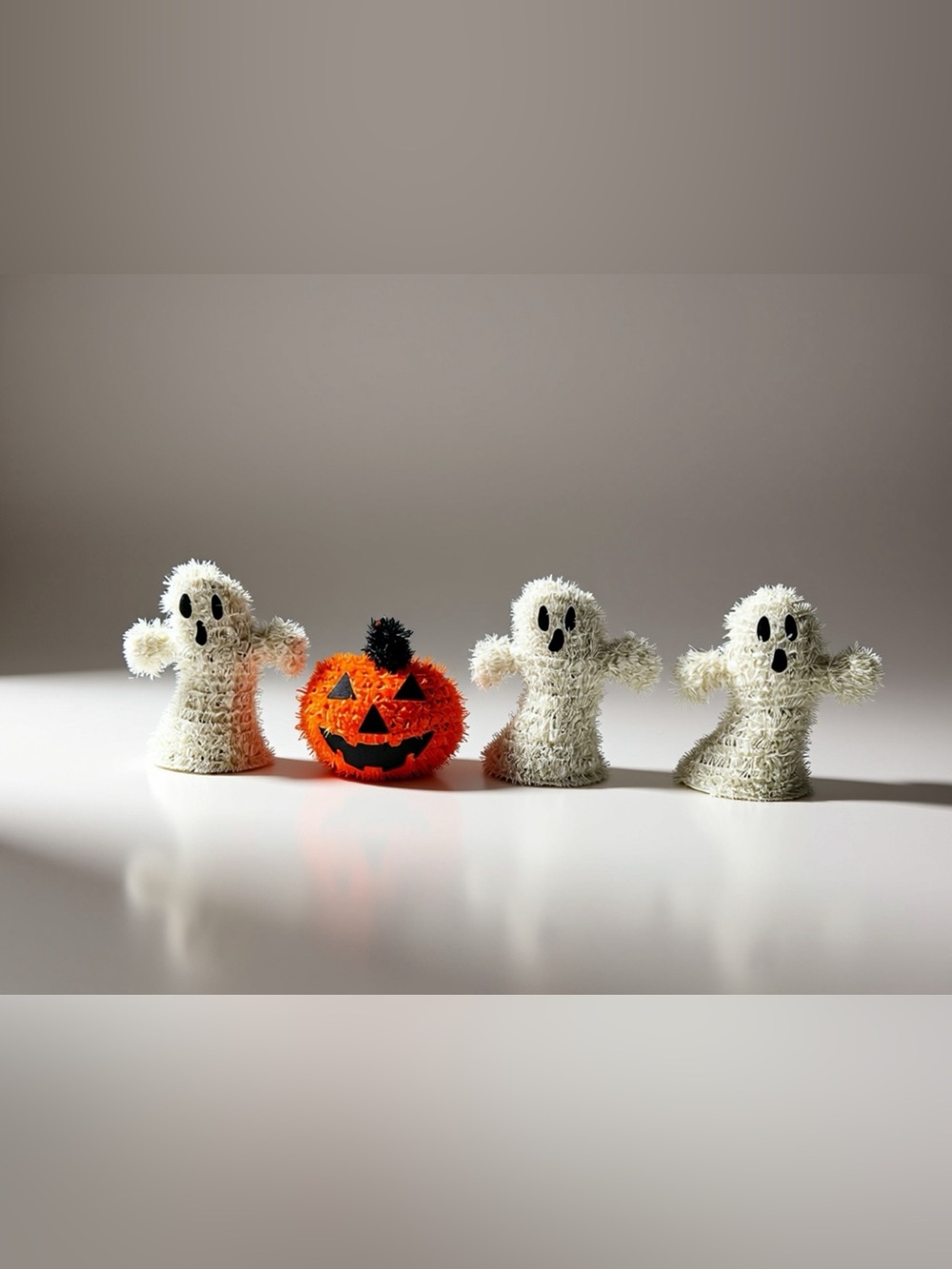Orange Pumpkin and White Ghost Kids Halloween Decor Set of 4
